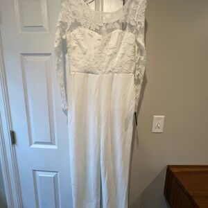 Write Your Own Romance White Embroidered Long Sleeve Jumpsuit